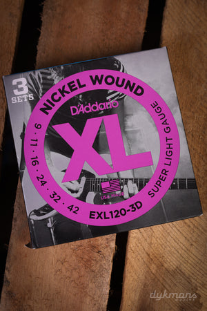 D'addario EXL120-3D Nickel Wound 3-Pack 9-42