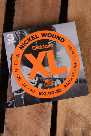 D'addario EXL110-3D Nickel Wound 3-Pack 10-46